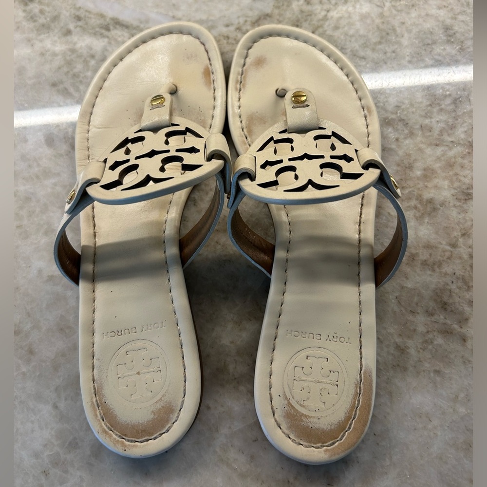 Tory Burch Miller. Ivory. Color Worn in Spots. Can’t see much of it when on.